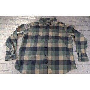 Carhartt Shirt Mint & Blue Plaid  Flannel Button Up Women's 2XL (20) 3 Pocket